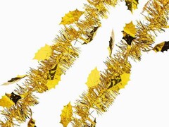 47942 [75767]Мишура ЗОЛОТАЯ с золотыми листиками 2м 75767