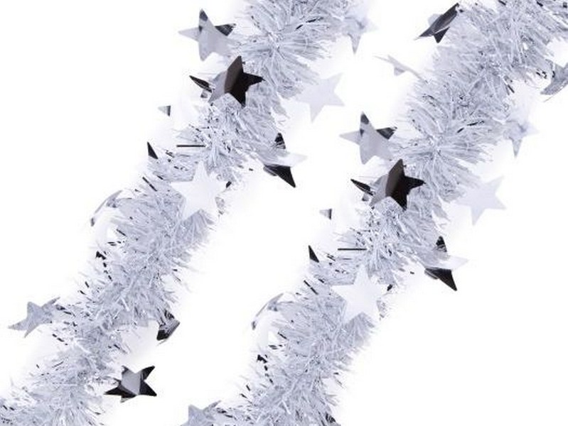 Мишура БЕЛАЯ с серебряными звездами 2м 75741