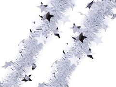 47946 [75741]Мишура БЕЛАЯ с серебряными звездами 2м 75741