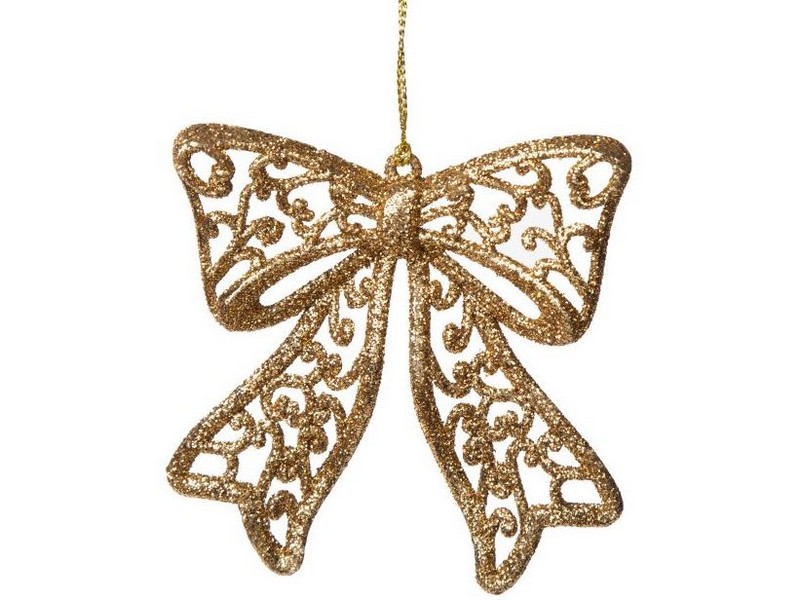 Подвеска елочная ЗОЛОТОЙ БАНТИК 9см в пак. 86774