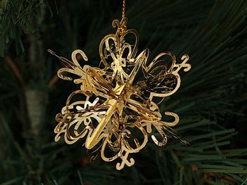 Подвеска елочная СНЕЖИНКА из металла 7см 25104