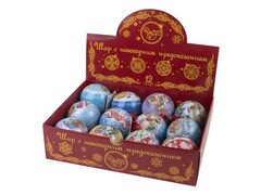 47976 [38165]Подвеска елочная ШАР металл. с пожеланием внутри 6,5см 38165