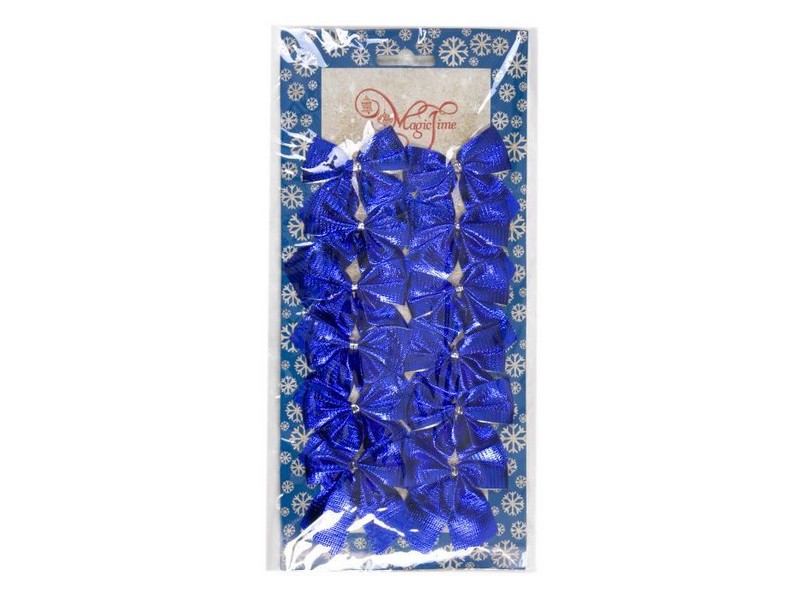 Набор елочных бантов СИНИЙ ШЕЛК 5 см (12шт/уп) 78680