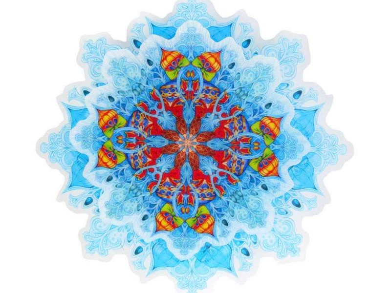 Новогоднее украшение на присоске ЯРКИЙ КАЛЕЙДОСКОП со светодиодной подсветкой 13см 76122