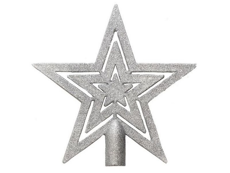 Верхушка на елку ЗВЕЗДА СЕРЕБРЯНАЯ 19см в пак. 86453
