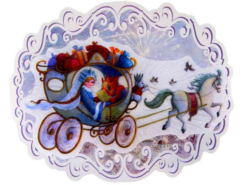 Новогоднее украшение на присоске НОВОГОДНЯЯ КОЛЕСНИЦА со светодиодной подсветкой 12,3см 76120