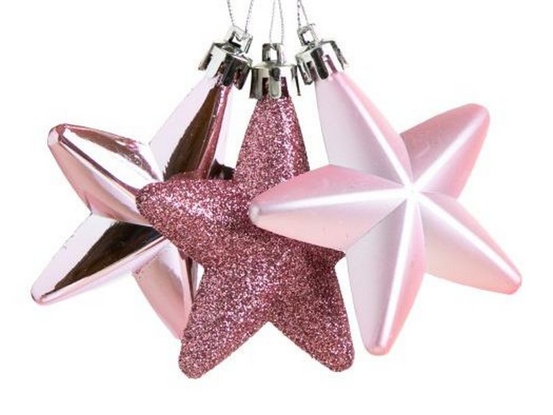 Набор подвесок ЗВЕЗДЫ РОЗОВЫЕ из полистирола 8х8х8 см (3шт/уп) 87288