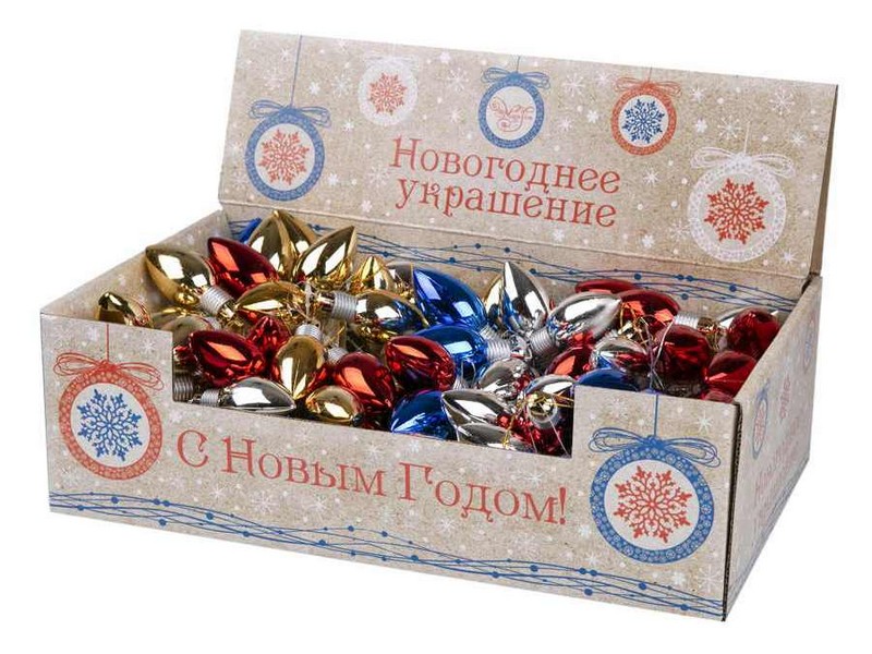 Подвеска елочная ЛАМПОЧКА СИНЯЯ 6см 80637