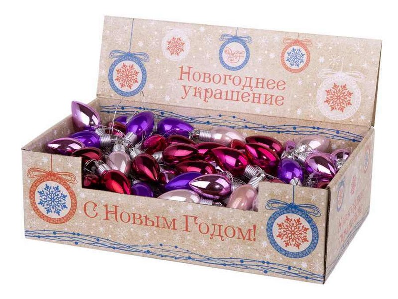 Подвеска елочная ЛАМПОЧКА ФИОЛЕТОВАЯ 6см 80636