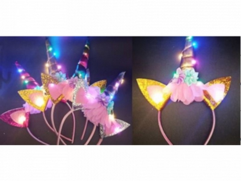 Ободок «УШКИ ЕДИНОРОГА» со светодиодной подсветкой НУ-2494