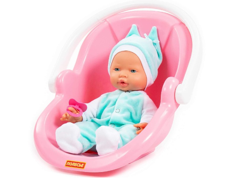 Пупс "Весёлый" 35 см с соской и переноской в пакете