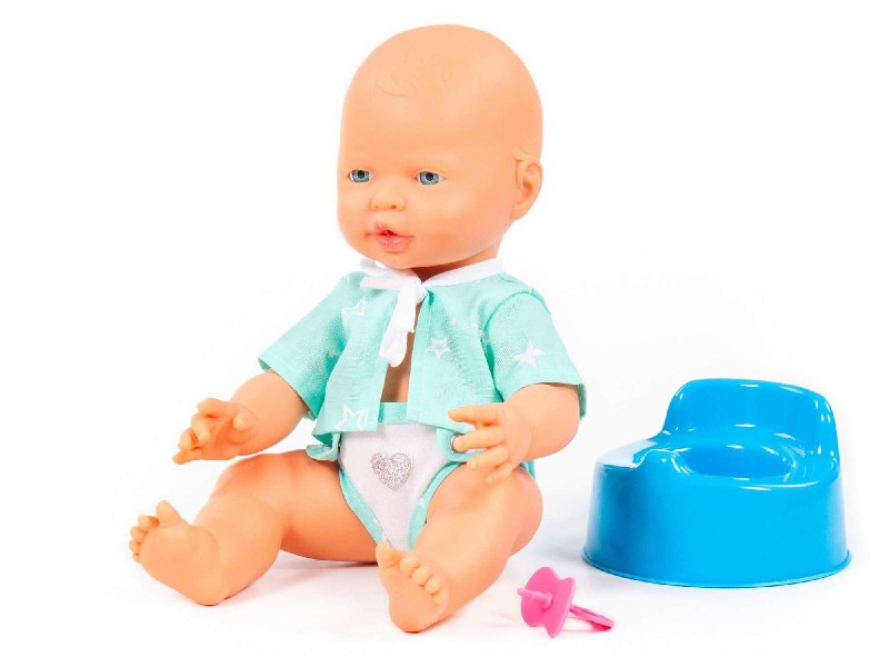 Пупс "Весёлый" 35 см с соской и горшком в пакете