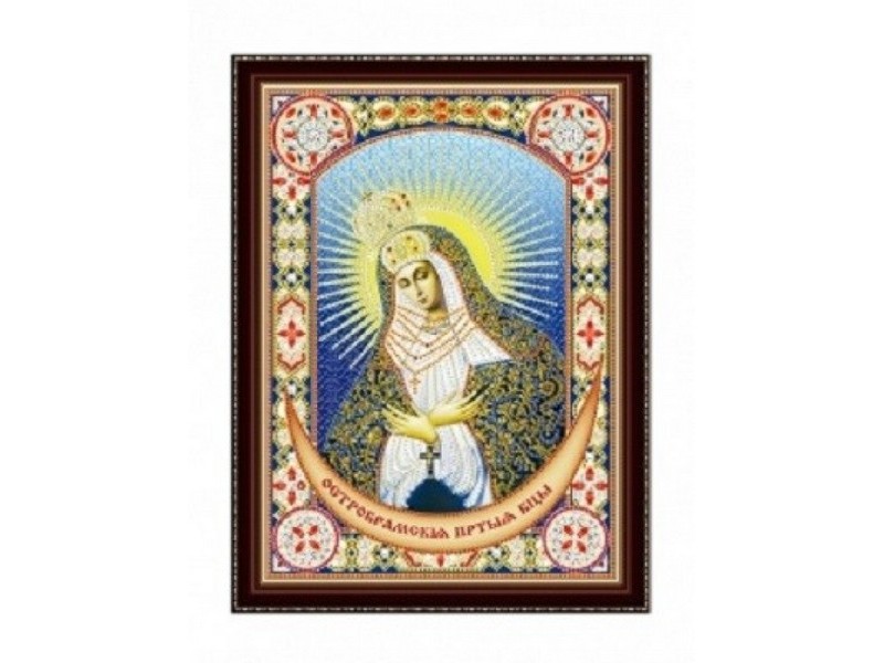 Алмазная мозаика 30х40 см ИКОНА БОЖИЕЙ МАТЕРИ №4 (с подр., c част. заполн., блест.)