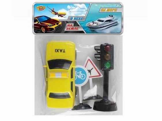 Купить оптом Такси инерц. 11,5 см с аксесс. (свет, звук) в пак. M0583 в Луганске