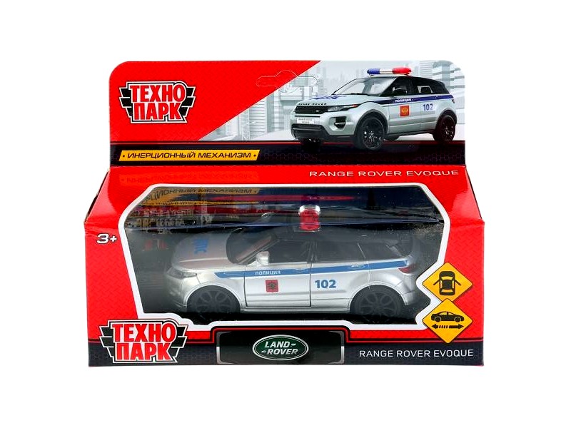 Технопарк. Машина "LAND ROVER RANGE ROVER EVOQUE ПОЛИЦИЯ" металл. инерц. 12,5 см (открыв. двери)