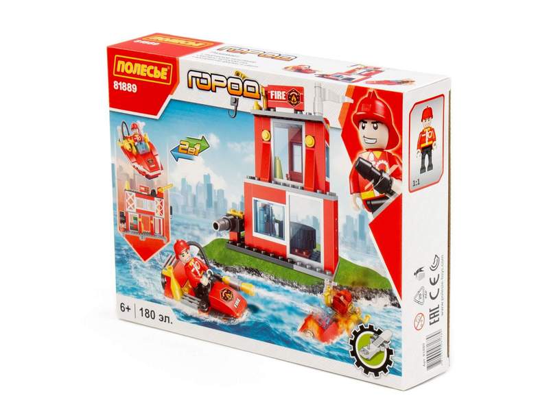 Конструктор "Классик" "Город. Пожарная часть-1.2" 180 эл. в коробке