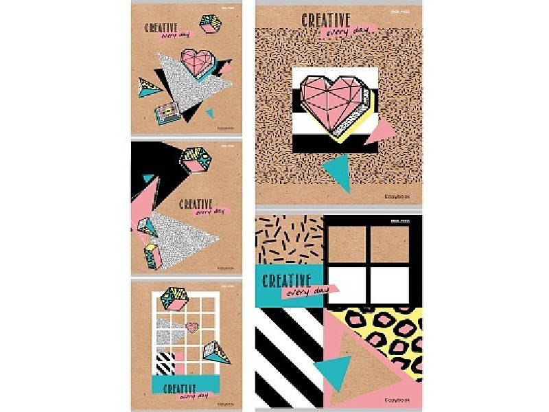 Тетрадь 48л КЛЕТКА "ГЕОМЕТРИЧЕСКИЙ КОЛЛАЖ" (крафт)