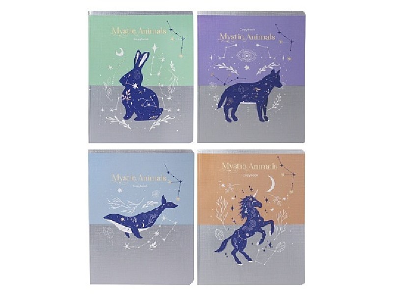 Тетрадь КЛЕТКА 48л "МИСТИЧЕСКИЕ ЖИВОТНЫЕ" (цвет. мелов. обл., лен)