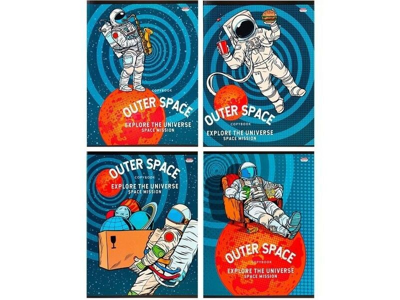 Тетрадь 96л КЛЕТКА "КОСМИЧЕСКИЙ ОТДЫХ" (цвет. мелов. обл.)