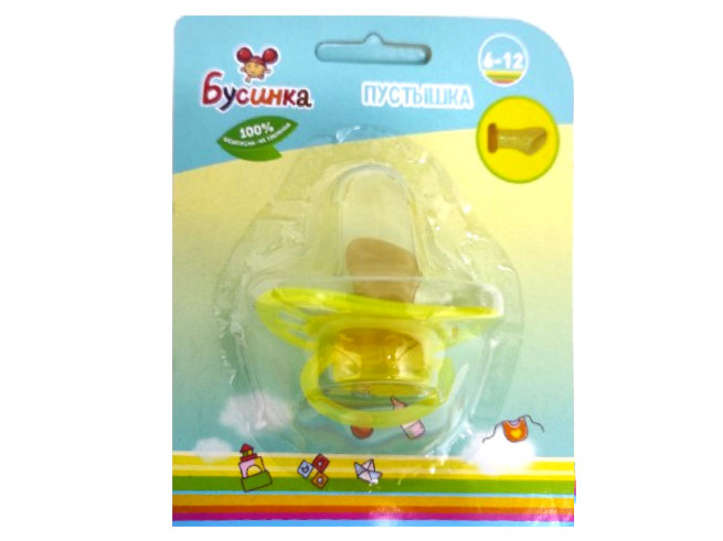 Пустышка с кольцом (6-12), соска латексная с прикусом 483-1БУС6-12