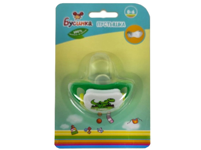 Пустышка с кольцом (0-6), соска силиконовая с прикусом 394БУС0-6
