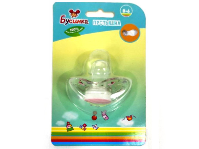 Пустышка с кольцом (0-6), соска силиконовая с прикусом 396БУС0-6