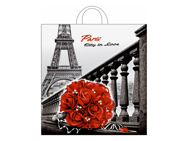 Пакет полиэтиленовый с петлевой ручкой "ГОРОД ЛЮБВИ" 40*42см