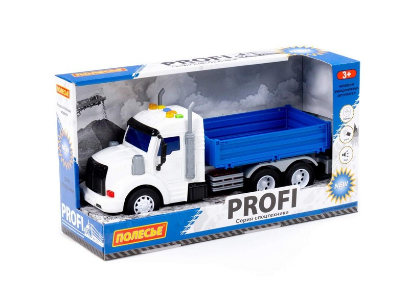 Автомобиль бортовой инерц. "Профи" (свет, звук) синий в коробке