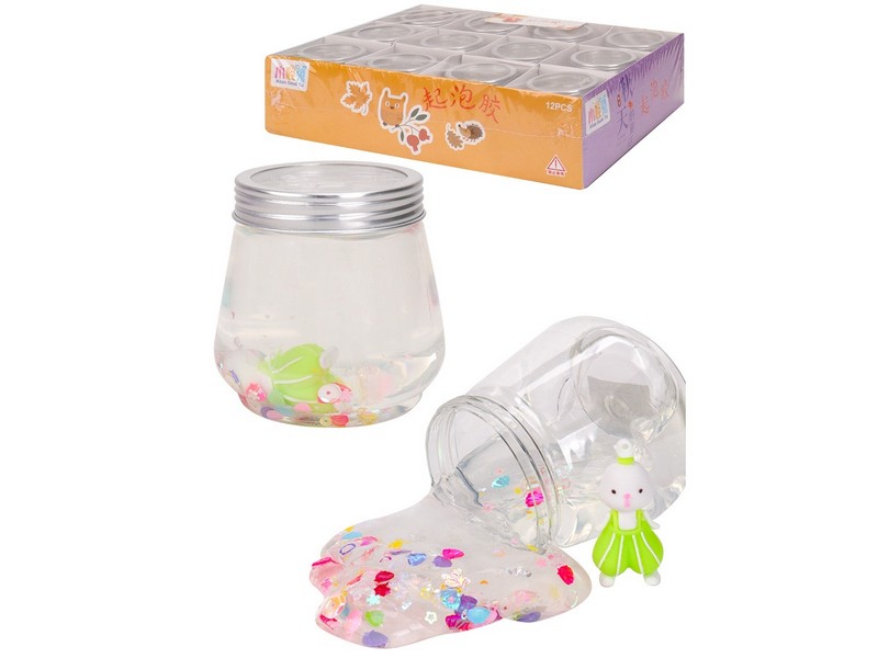 Слайм "ПРОЗРАЧНЫЙ С ФИГУРКОЙ" 7 см в банке (12шт/уп) СЛМ-3221