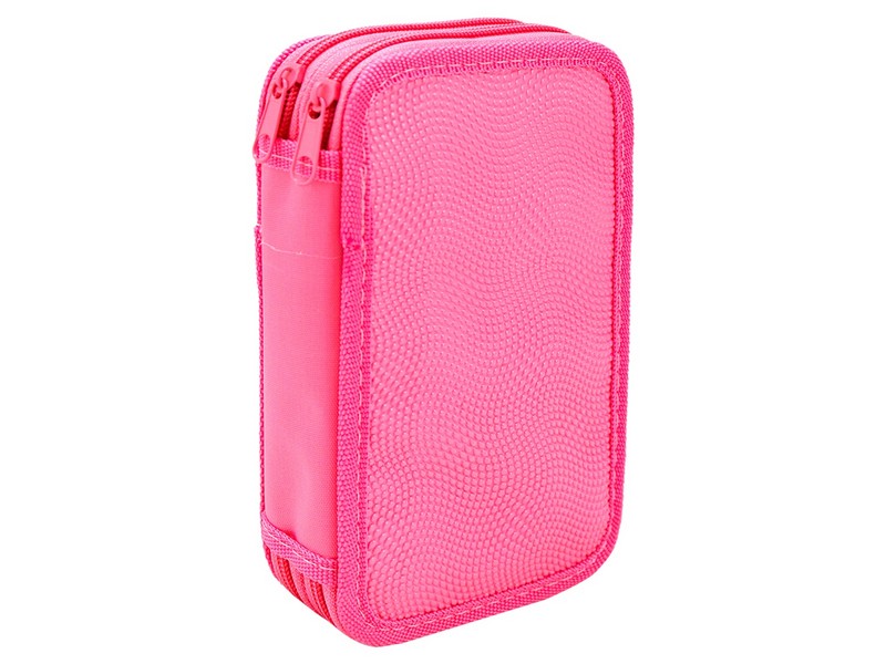 Пенал 2 секции ОДНОТОННЫЙ розовый 190*115 мм (принт. ткань "капля") ПН-2462