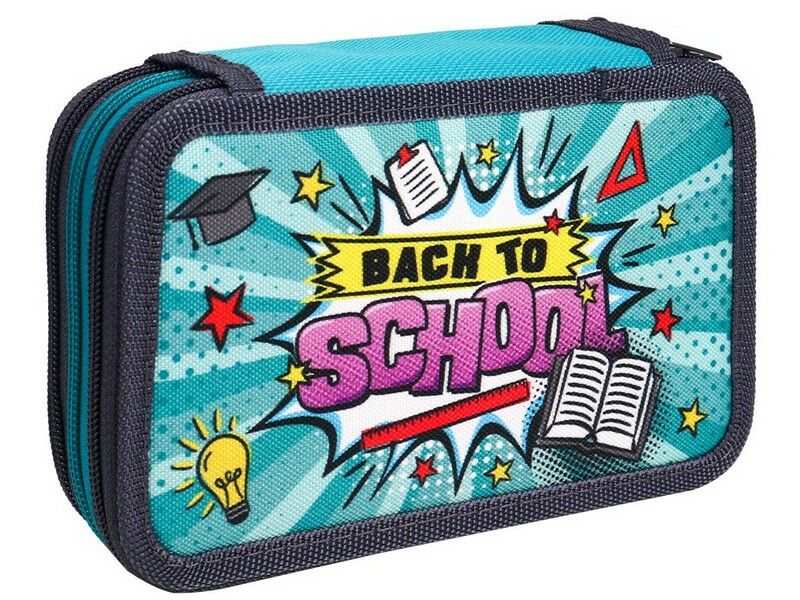 Пенал 3 секции НАЗАД В ШКОЛУ-4 190*115 мм (печать на ткани) ПН-9831