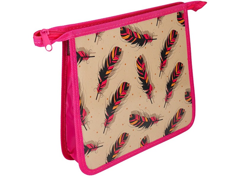 Папка для тетрадей А5 УЗОР ИЗ ПЕРЬЕВ (на молнии, лам.) ПТ-8947