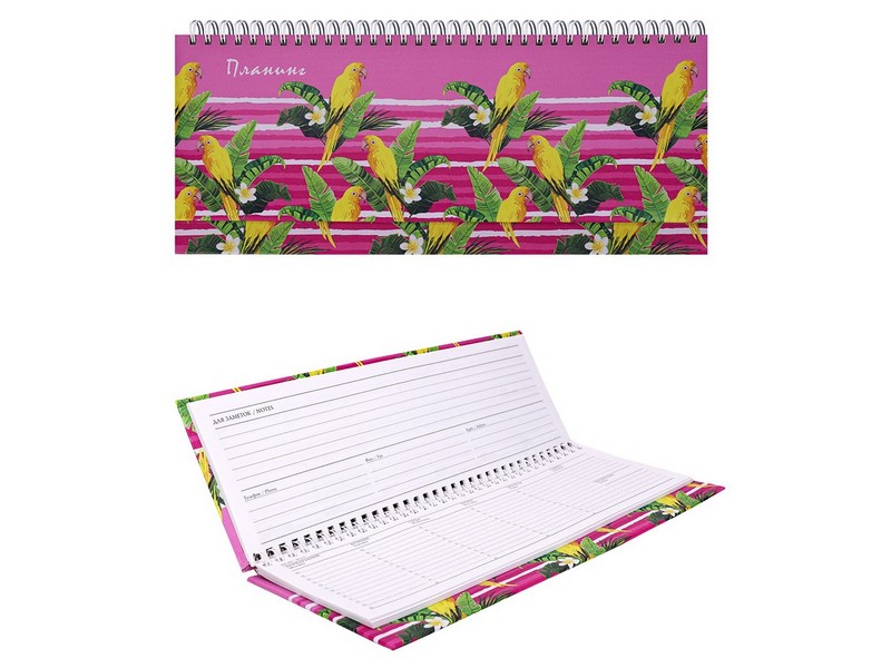 Купить оптом ПЛАНИНГ 56л. недатир. ЖЕЛТЫЕ ПОПУГАИ 30*13 см (гребень, кожзам) 56-1448 в Луганске