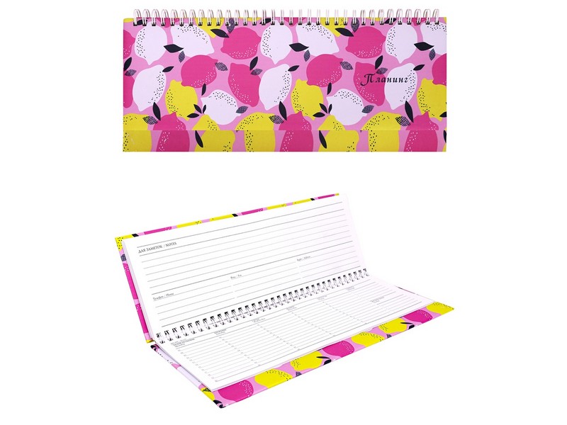 ПЛАНИНГ 56л. недатир. ЦВЕТНЫЕ ЛИМОНЫ 30*13 см (гребень, кожзам) 56-1449