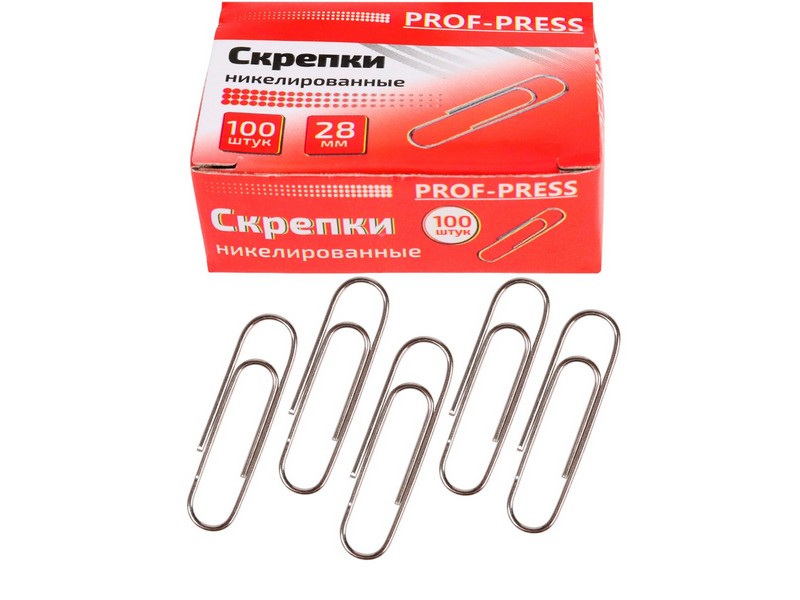 Скрепки 28 мм (никел., овальные) 100шт/уп