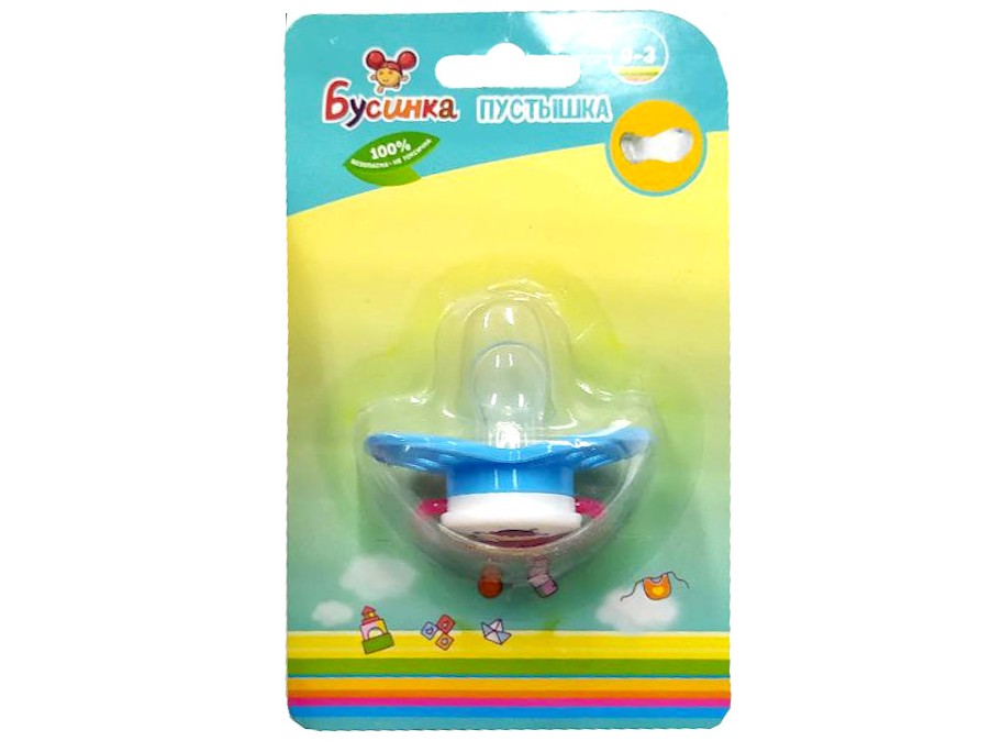 Пустышка с кольцом (3-6), соска силиконовая с прикусом 405А-1БУС3-6