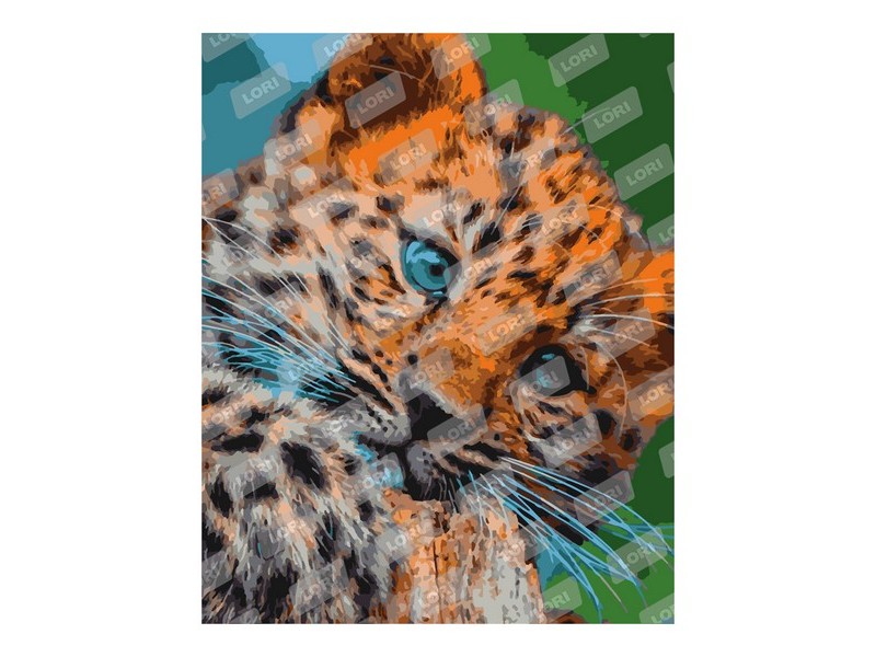 Купить оптом Картина на картоне с красками 40х50 см по номерам. ЛЕОПАРДОВЫЙ КОТЕНОК в Луганске
