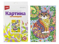 Картина на картоне с красками 20х28,5 см по номерам. КОТИК