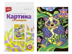 Картина на картоне с красками 20х28,5 см по номерам. ПАНДА