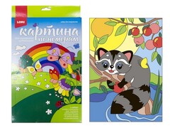 Картина на картоне с красками 20х28,5 см по номерам. СЧАСТЛИВЫЙ ЕНОТИК