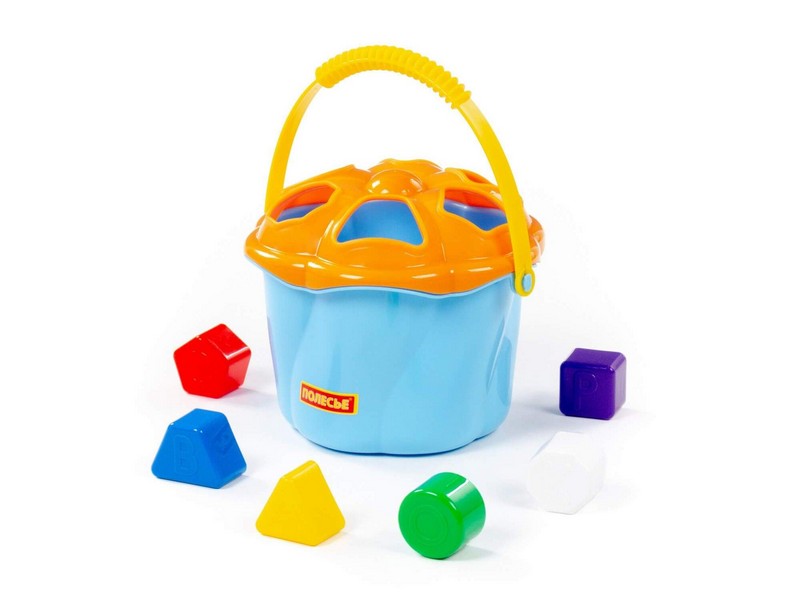 Купить оптом Развивающая игрушка "Ведро Сюрприз" 6 эл. голубой в сеточке в Луганске