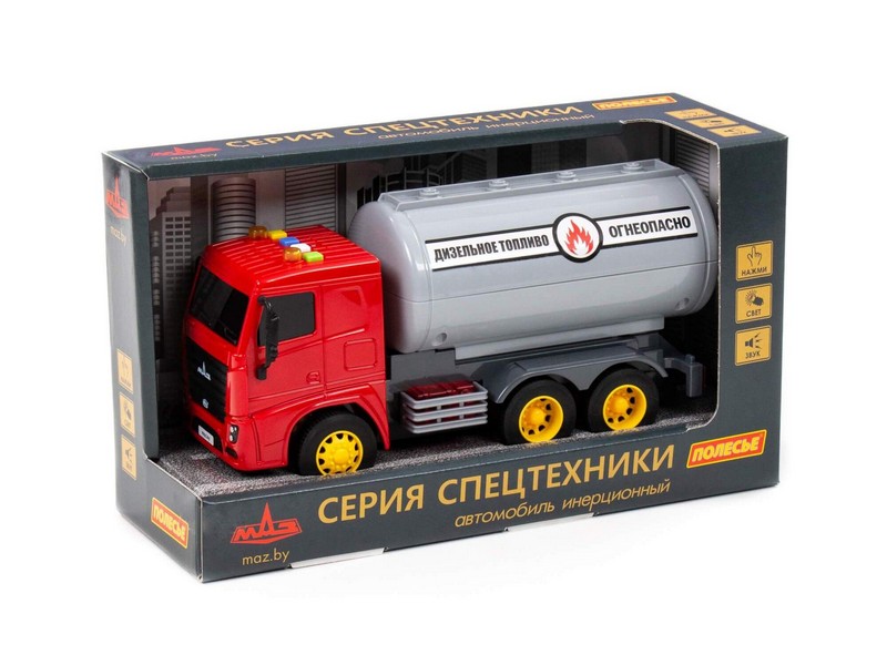Автомобиль с цистерной инерц. «МАЗ» (свет, звук) в коробке