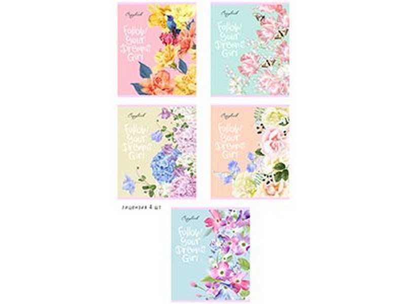 Тетрадь 48л КЛЕТКА "ЦВЕТОЧНЫЕ МЕЧТЫ" (цвет. мелов. обл.)