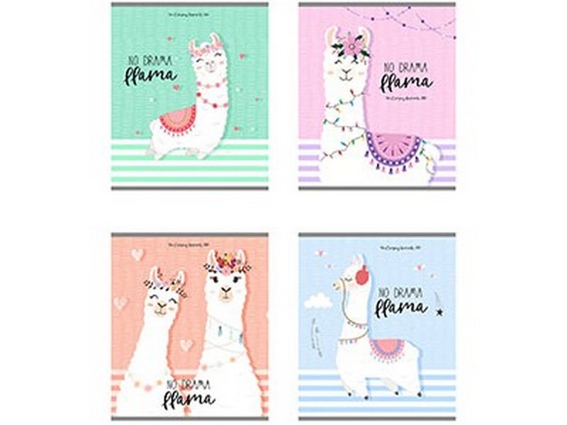 Тетрадь 96л КЛЕТКА "ЛАМА-1" (цвет. мелов. обл., второй блок)