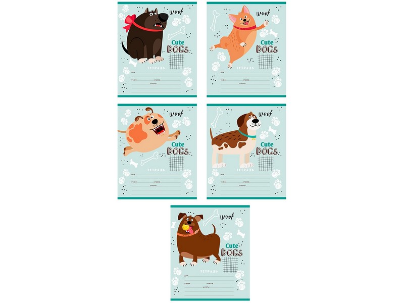 Тетрадь КЛЕТКА 12л "СМЕШНОЙ ПЁСИК" (цвет. мелов. обл.)