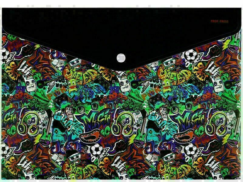 Папка-конверт А4 на кнопке 180мкм MUSIC ПК-3032