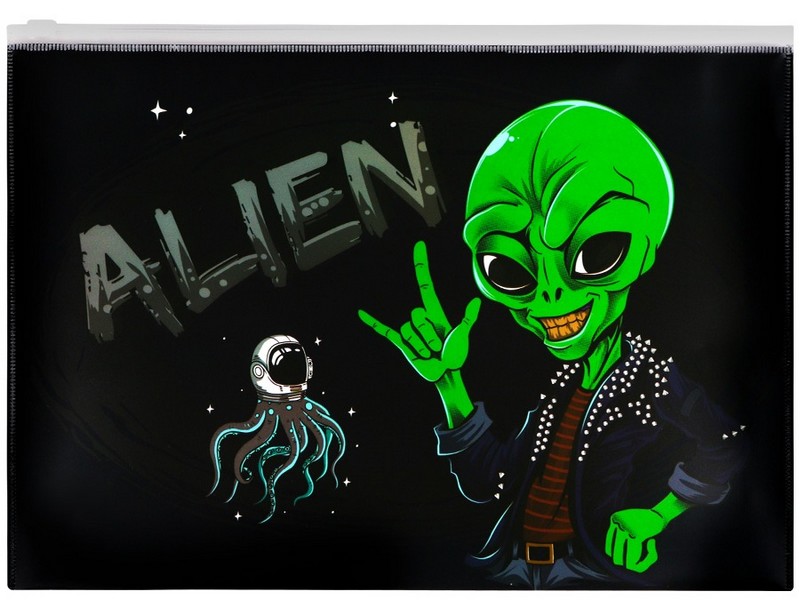 Папка-конверт А4 на молнии 180мкм STRANGER ПК-3041