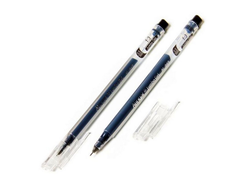 Ручка гелевая "ALINGAR Jumbo GeL" прозрачный трехгранный корпус 0,5 мм ЧЕРНАЯ (12шт/уп)