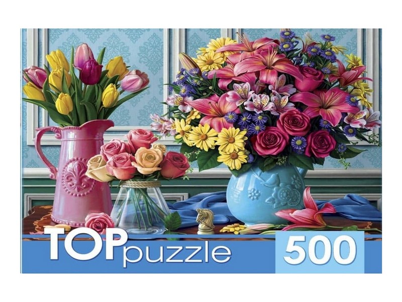 TOPpuzzle ПАЗЛЫ 500 элементов. ВАЗЫ С ЯРКИМИ ЦВЕТАМИ