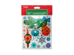 Оконное украшение НОВОГОДНИЕ ИГРУШКИ (ПВХ, декор. глиттер) с раскраской 15,5*17,5 см 88321